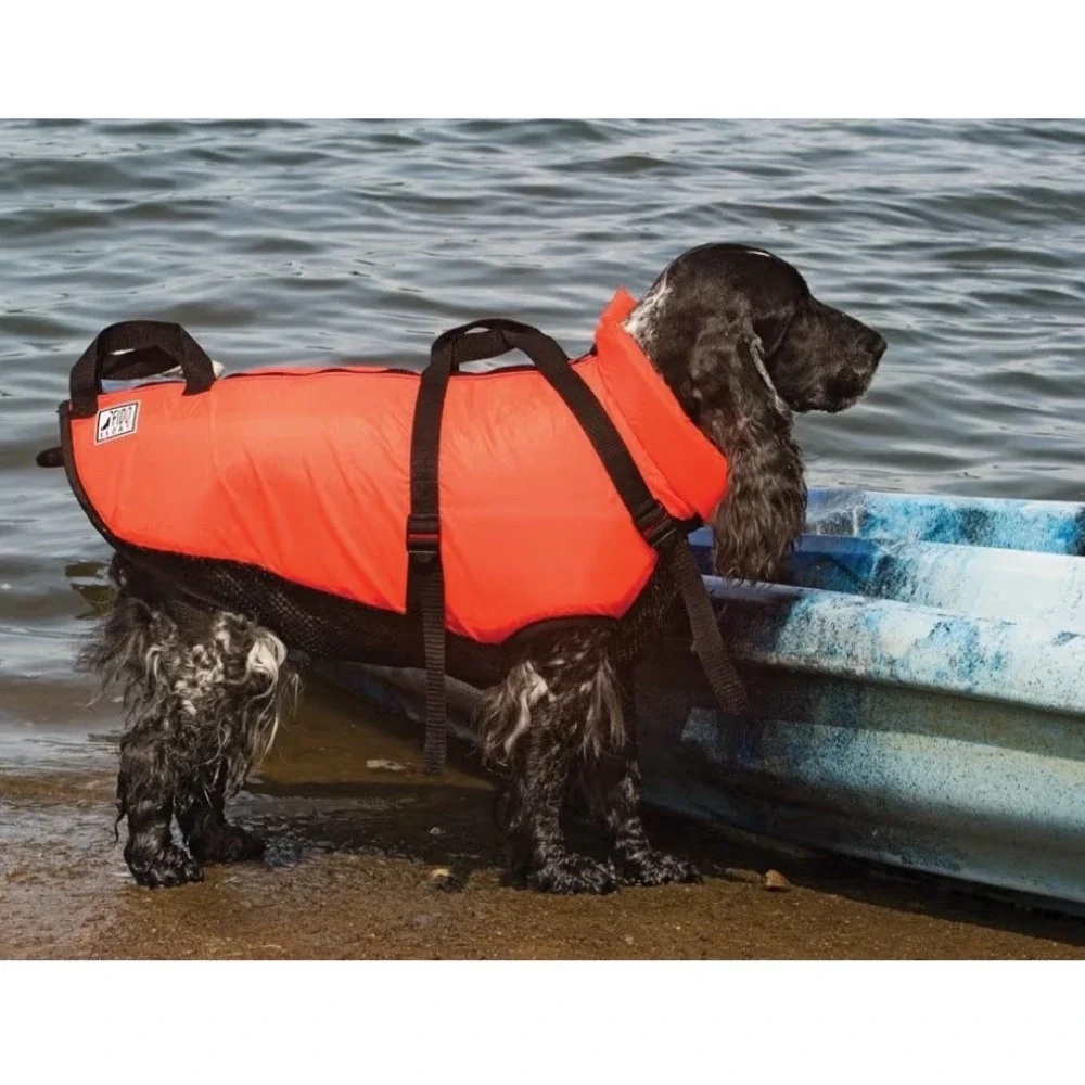 Fido Float Dog Life Jacket Neon Orange Large Pet Safety Vest PFD with Handles